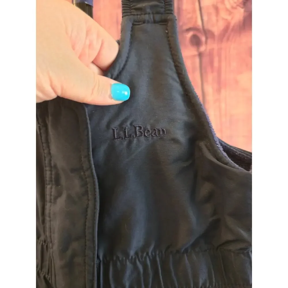 L.L.Bean Cold Buster Snow Bibs Toddler 3T Navy Insulated Fleece Lined Winter